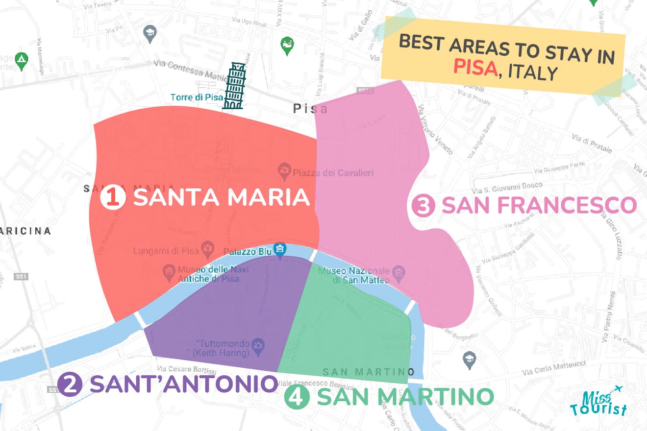 Map of best places to stay Pisa